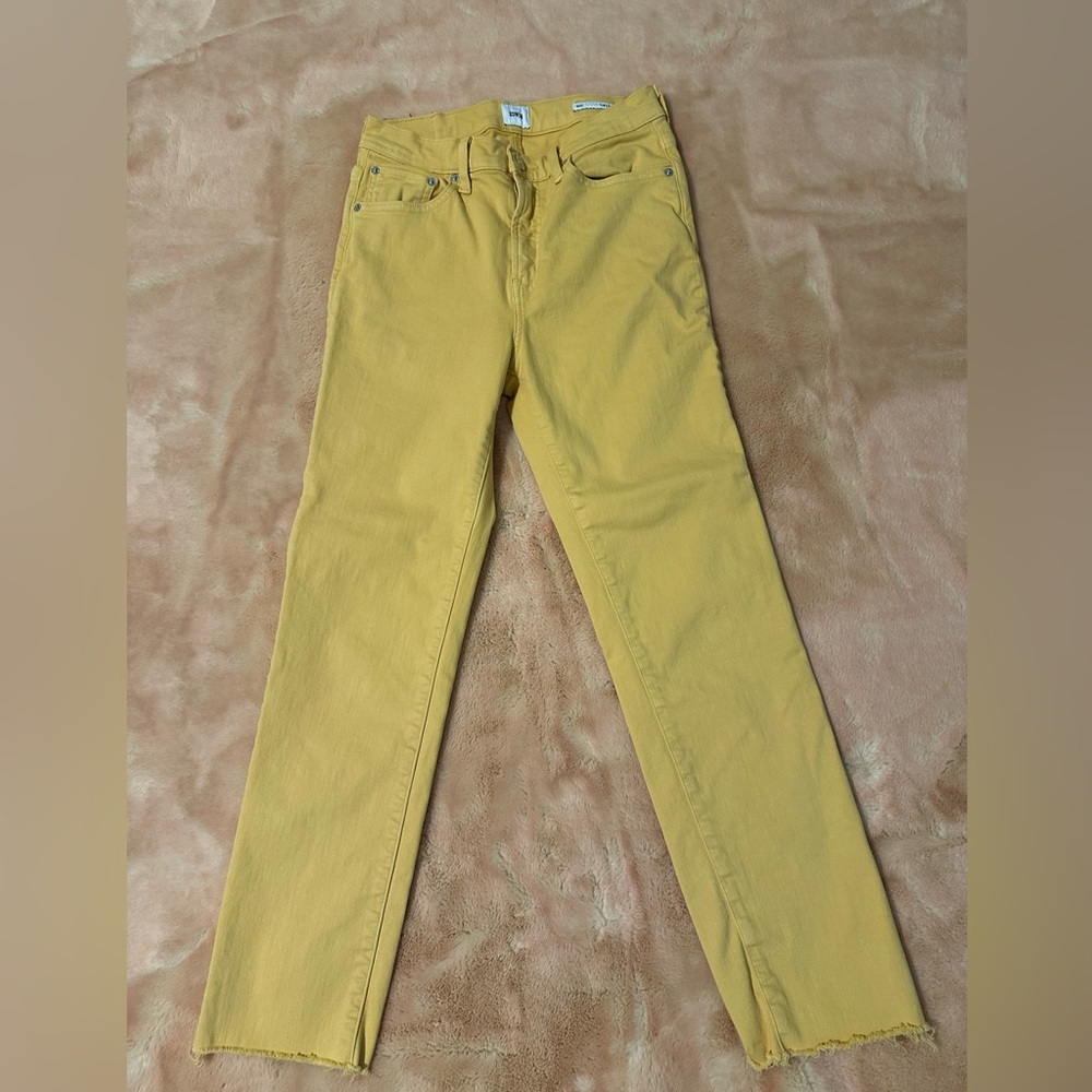 Edwin Pants Womens Size 27 Bree Straight Leg Crop Raw Hem Yellow